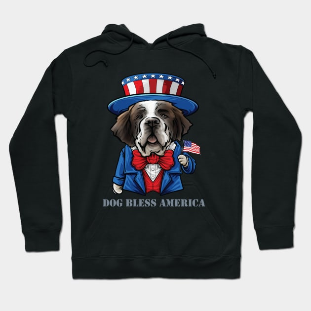 St Bernard Dog Bless America Hoodie by whyitsme